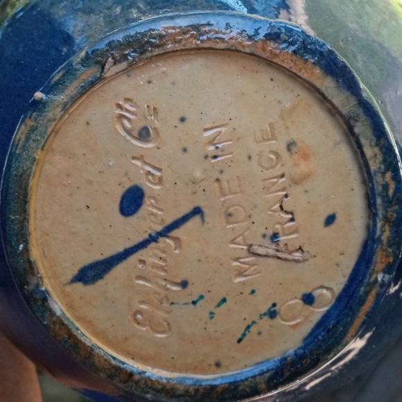 Elchinger Et Cie blue floral and dotted ceramic milk jug pitcher - Picture 7 of 13